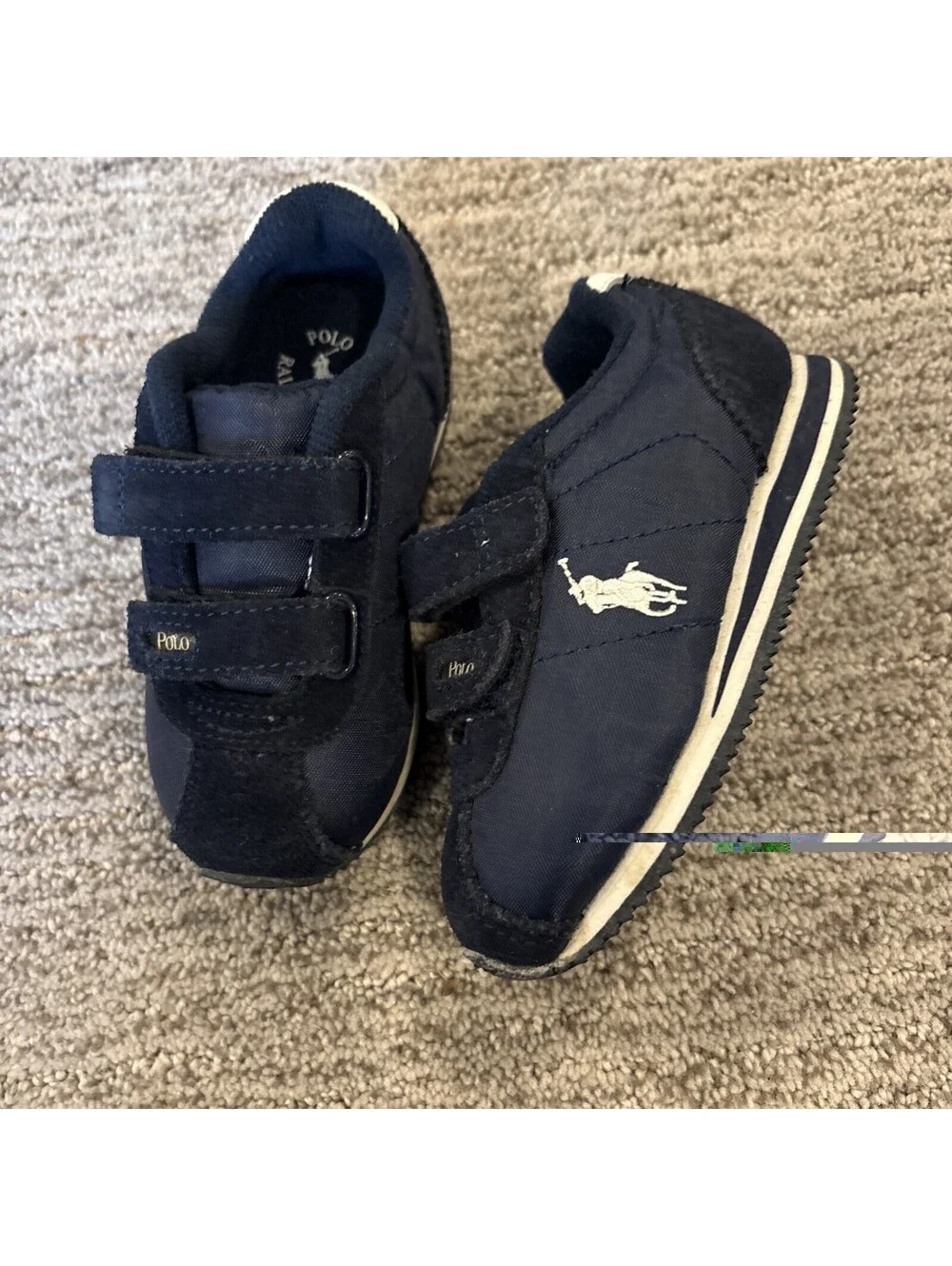 Polo Ralph Lauren toddlers sneakers Size 7 13cm Navy Blue With Straps Pony Logo